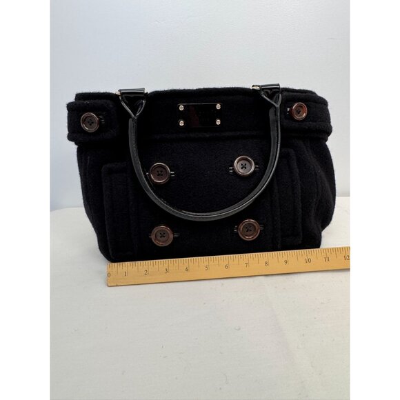 NWT Kate Spade Black Wool Button Tote Bag With Patent Leather Handles & Lined In - Picture 8 of 11